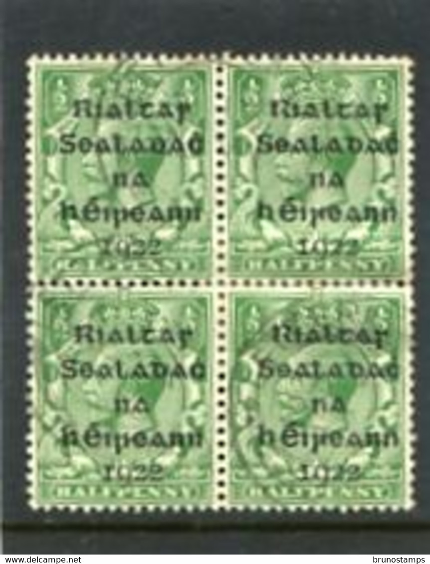 IRELAND/EIRE - 1922  1/2d. OVERPRINTED DOLLARD BLOCK OF FOUR  FINE  USED  SG 1 - Used Stamps