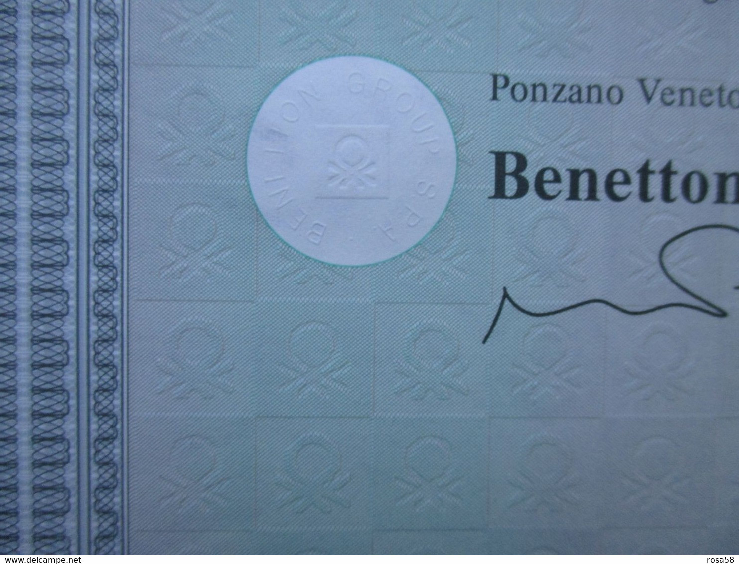 Ponzano Veneto ITALIA Benetton Group Spa 1986 1993 OPTION Inhaber Optionsschein - Textile