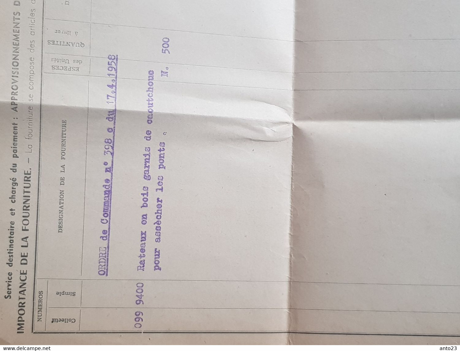 plan d un râteau en bois pour assécher les ponts des bateaux de la marine national document officiel - marine -