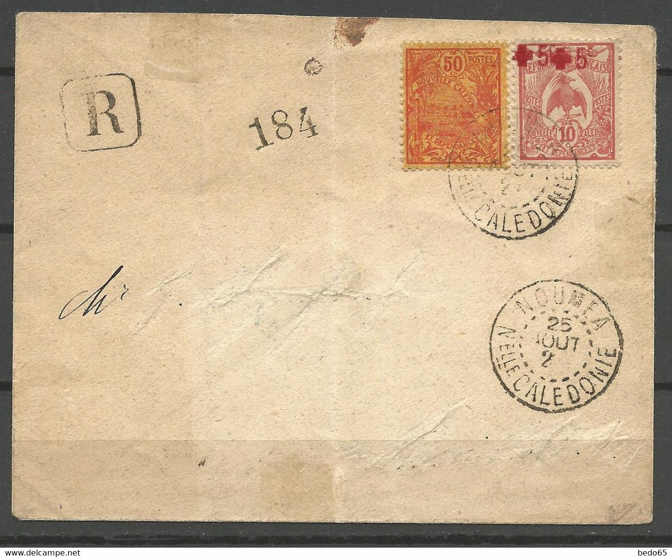 EVELOPPE AVEC N° 111a Double Surcharge CACHET NOUMEA / Signé CALVES /RARE - Lettres & Documents