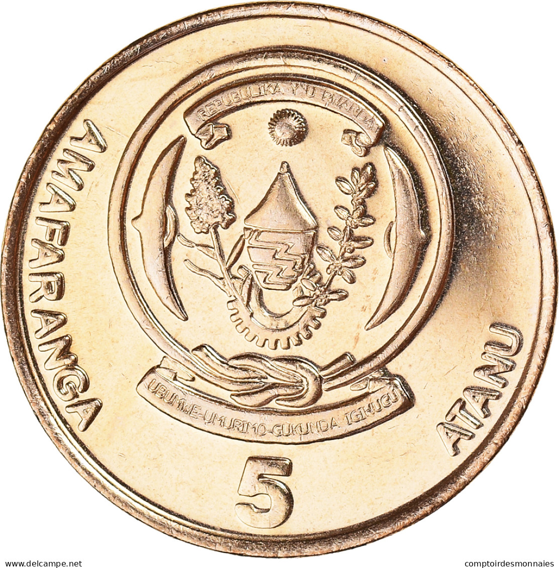 Monnaie, Rwanda, 5 Francs, 2003, SUP+, Brass Plated Steel, KM:23 - Rwanda