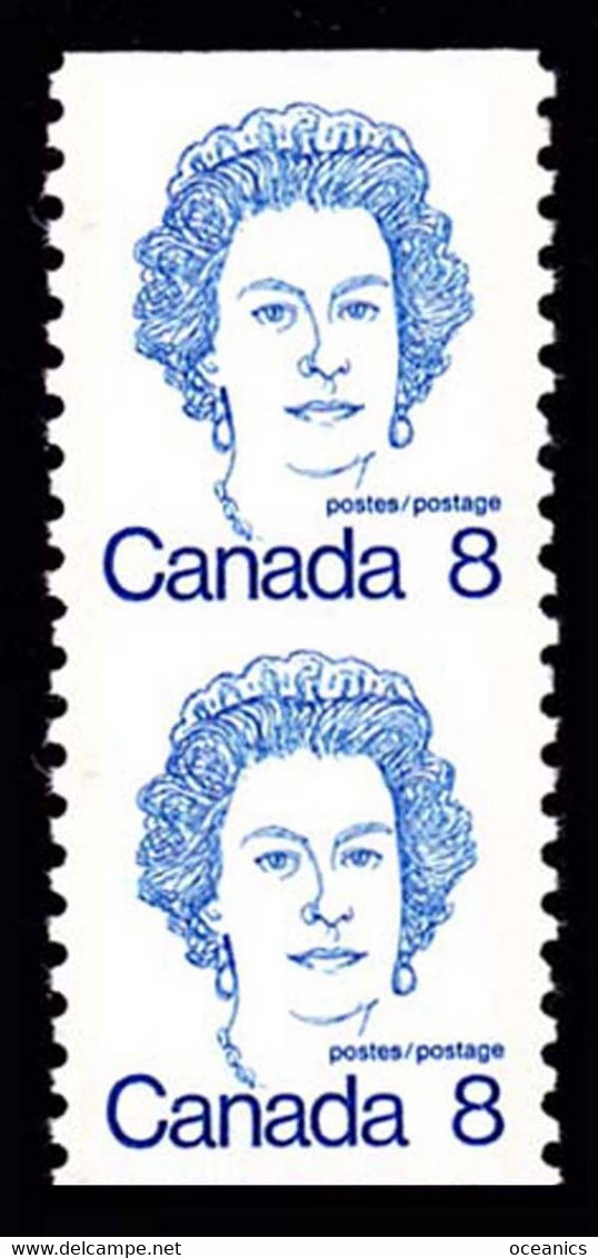 Canada (Scott No. 604vi - Reine Elizabeth / Queen Elizabeth) [**] Vert Pair - Errors, Freaks & Oddities (EFO)