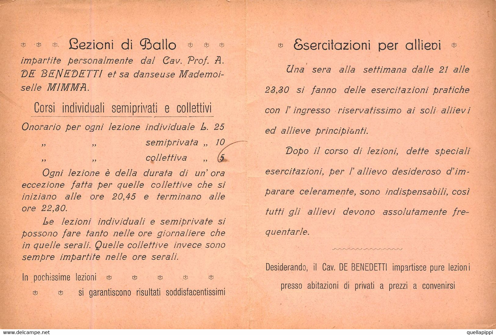 014311 "TORINO - ACCADEMIA DI BALLO- DIRETTORE PROP. CAV. PROF. ALDO DE BENEDETTI ANNI '30/'40" PUBBLIC. - Pubblicitari