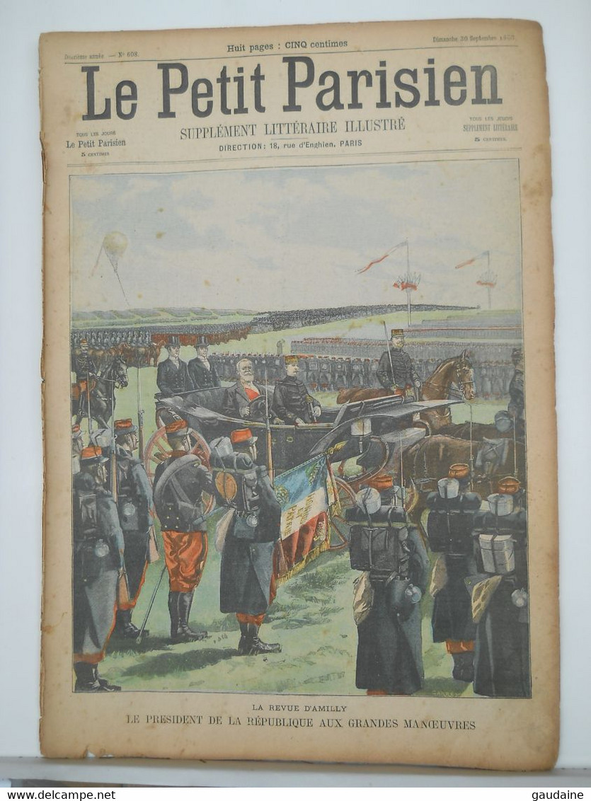 LE PETIT PARISIEN N°608 –30 SEPTEMBRE 1900 - GRANDE MANOEUVRE D’AMILLY - BANQUET DES MAIRES  PARIS - CYCLONE EN AMERIQUE - Le Petit Parisien