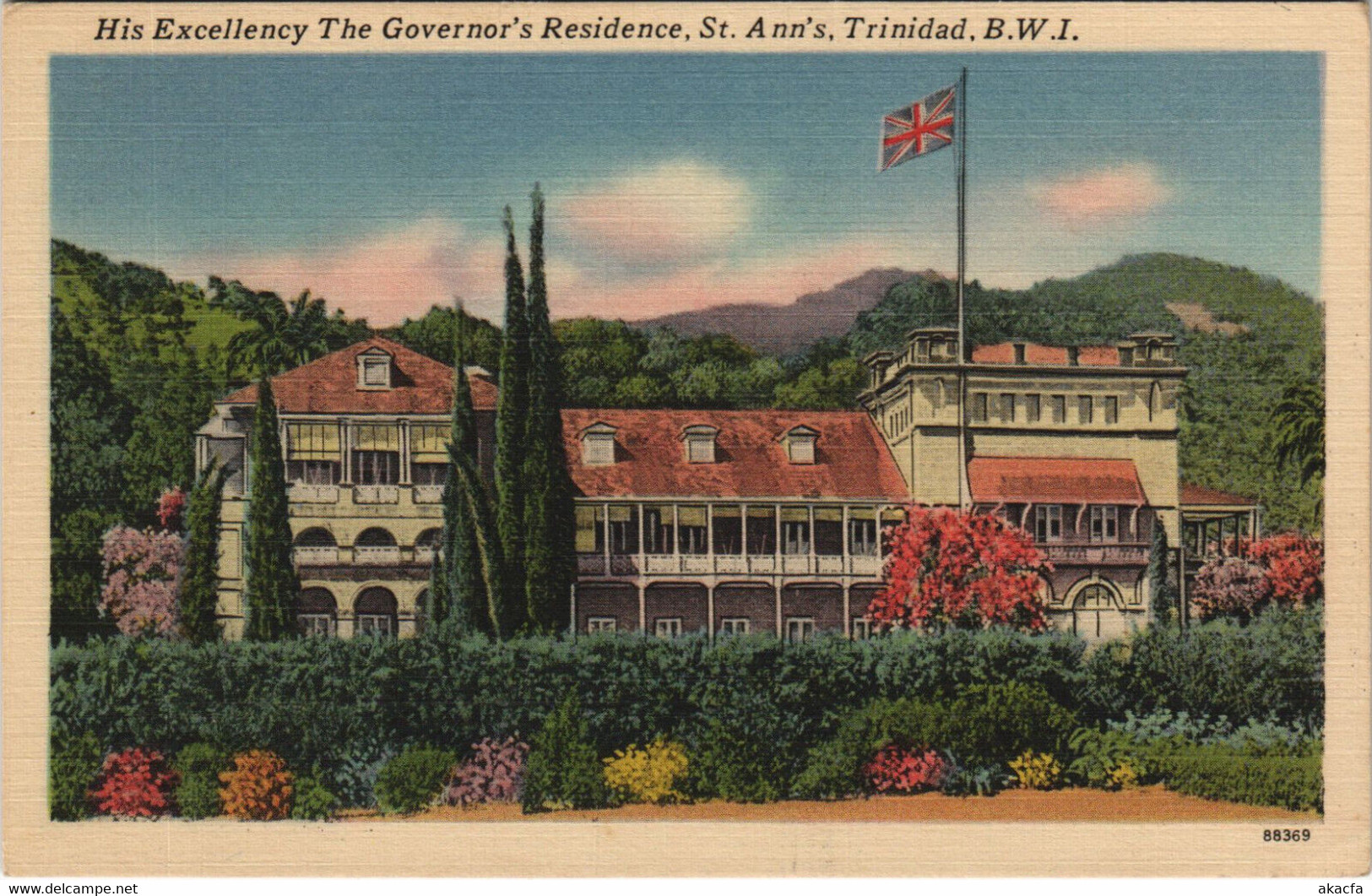 PC TRINIDAD, THE GOVERNOR'S RESIDENCE, ST. ANN'S Vintage Postcard (b44159) - Trinidad