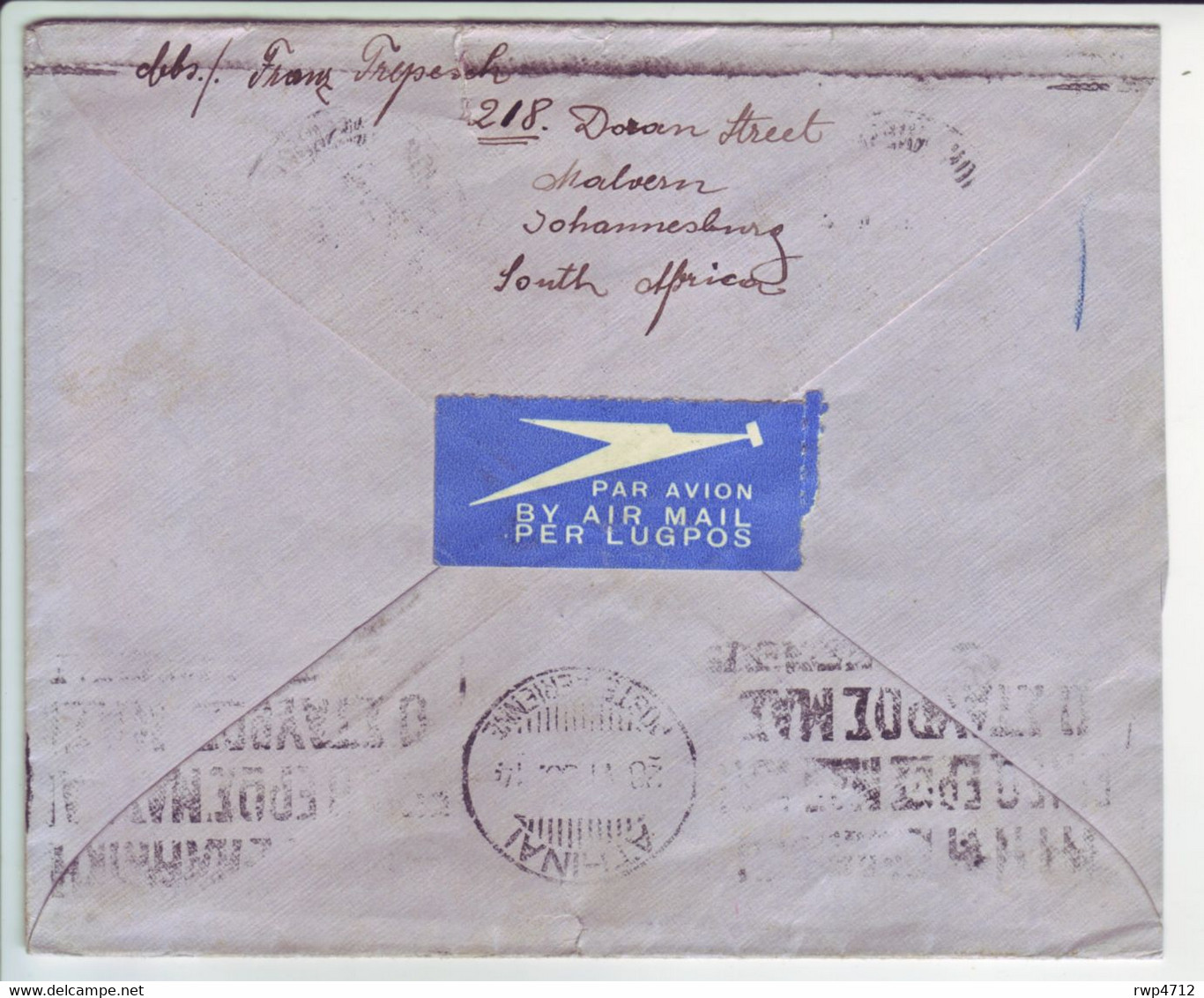 SOUTH AFRICA   Luftpostbrief  Airmail Cover Lettre Par Avion 1939 Via Athen To Austria - Posta Aerea