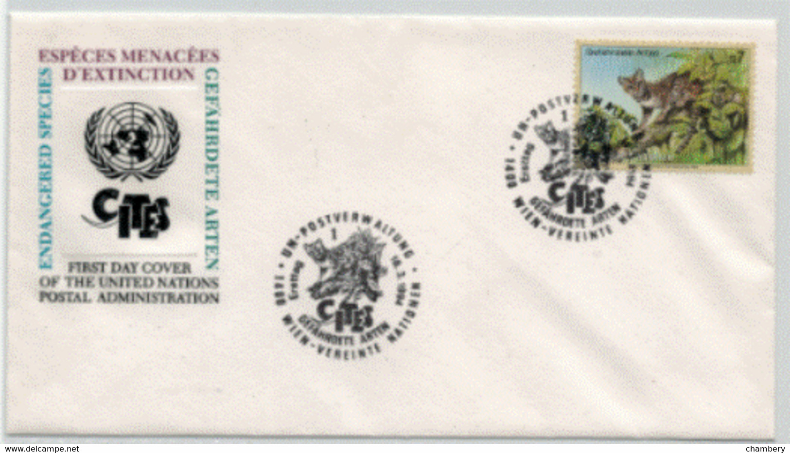Nations Unies Vienne - "Espèces Menacées D'extinction" - Oblitéré N° 182 Sur Enveloppe PF 1er Jour Du 18 Mars 1994 - Covers & Documents