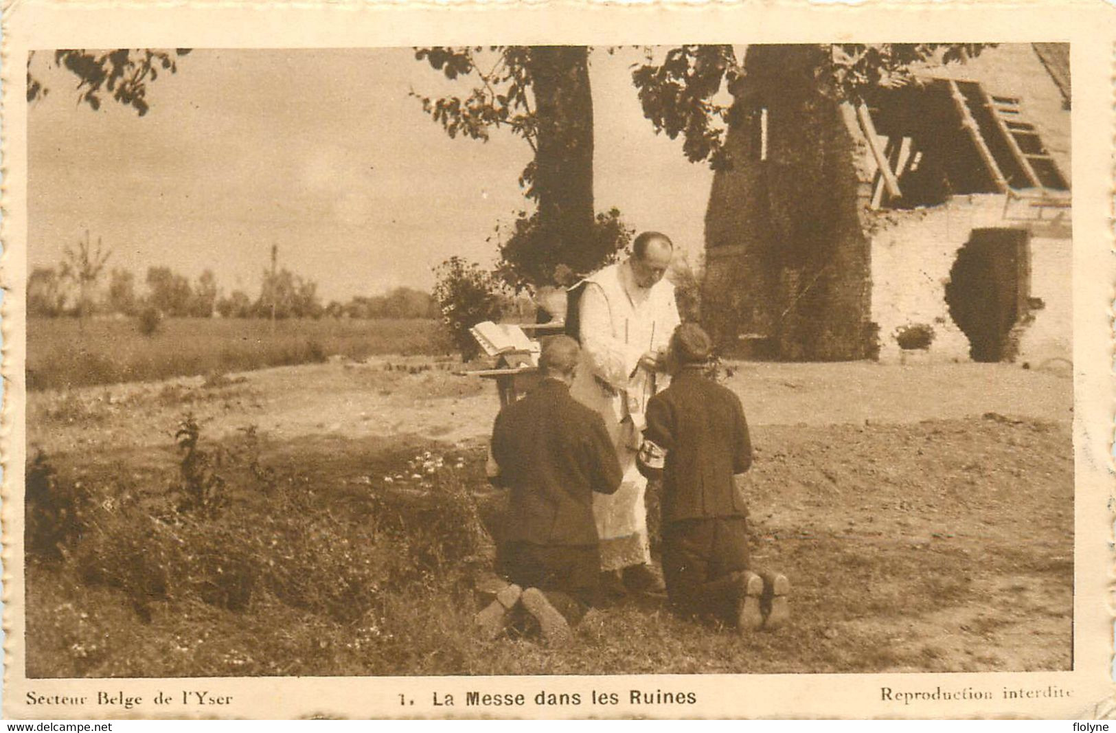 Militaria - La Messe Dans Les Ruines - Ww1 Guerre 14/18 - Secteur Belge De L'yser - Weltkrieg 1914-18