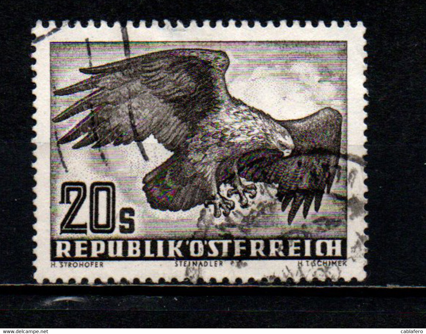 AUSTRIA - 1950 - UCCELLI IN VOLO: AQUILA REALE - USATO - Gebraucht