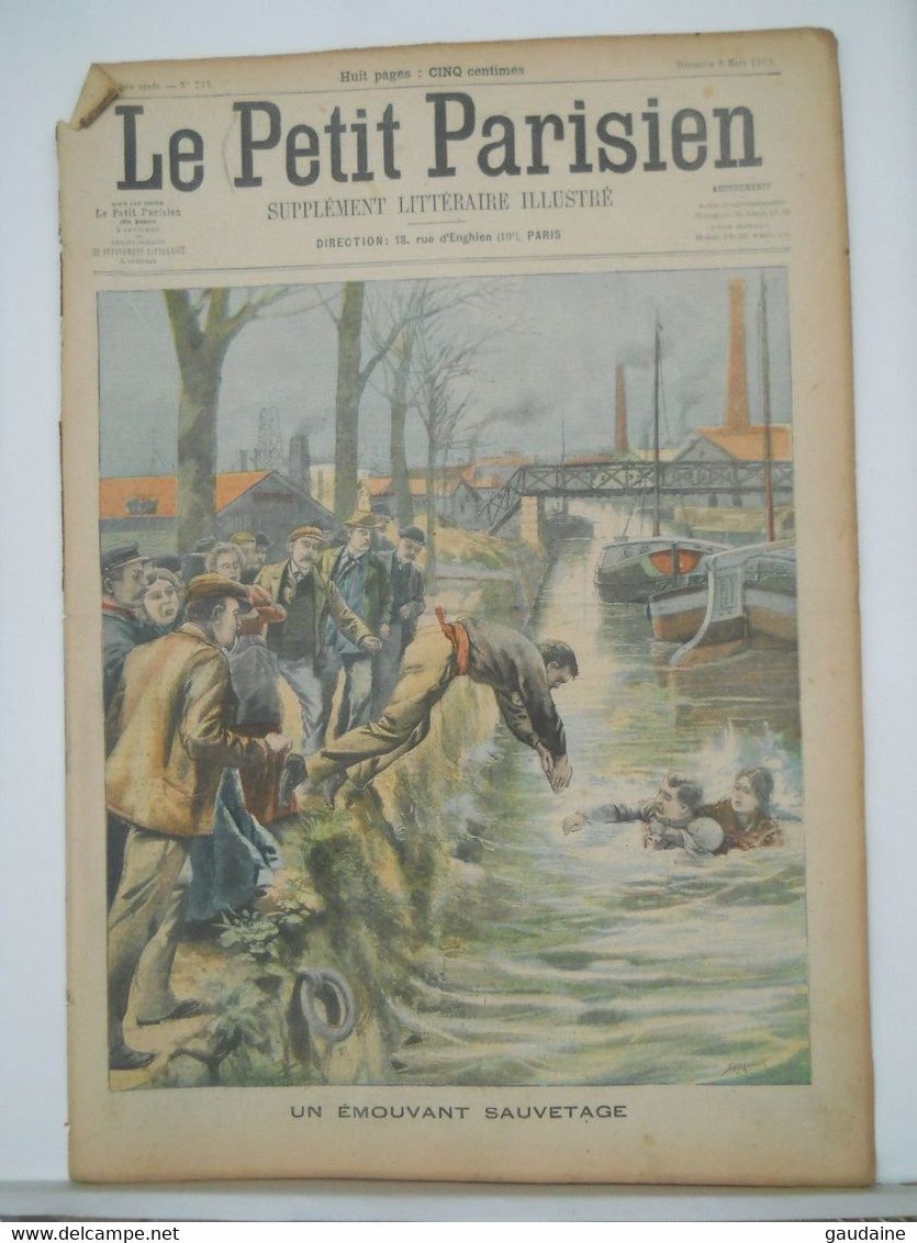 LE PETIT PARISIEN N°735 – 8 MARS 1903 - CANAL D’OURCQ, SAUVETAGE - COURSE DE MEHARIS A BISKRA EN ALGERIE - Le Petit Parisien