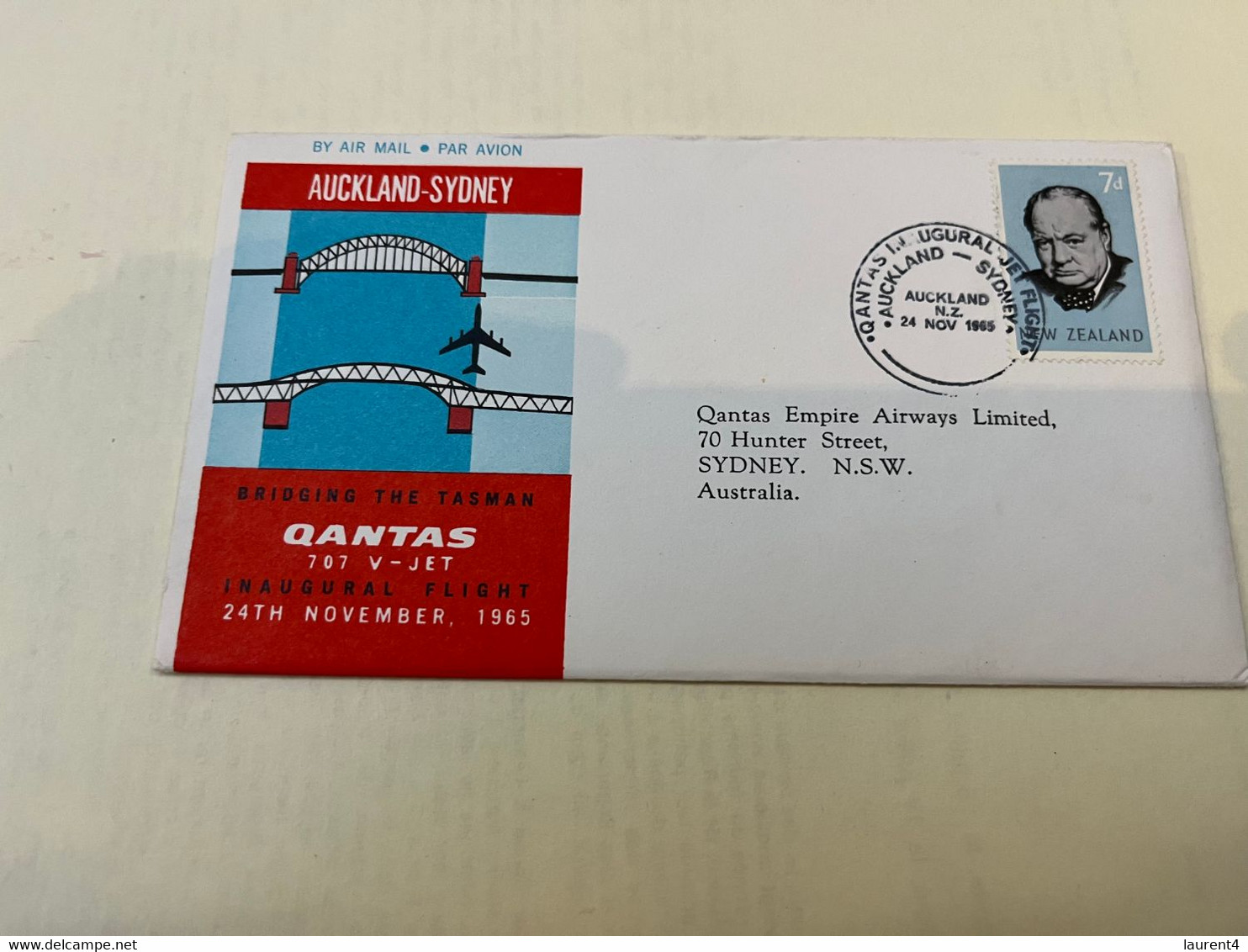 (1 K 17) Australia - Auckland To Sydney QANTAS (airways) 707 V-Jet First Flight FDC Cover - 1965 - Erst- U. Sonderflugbriefe