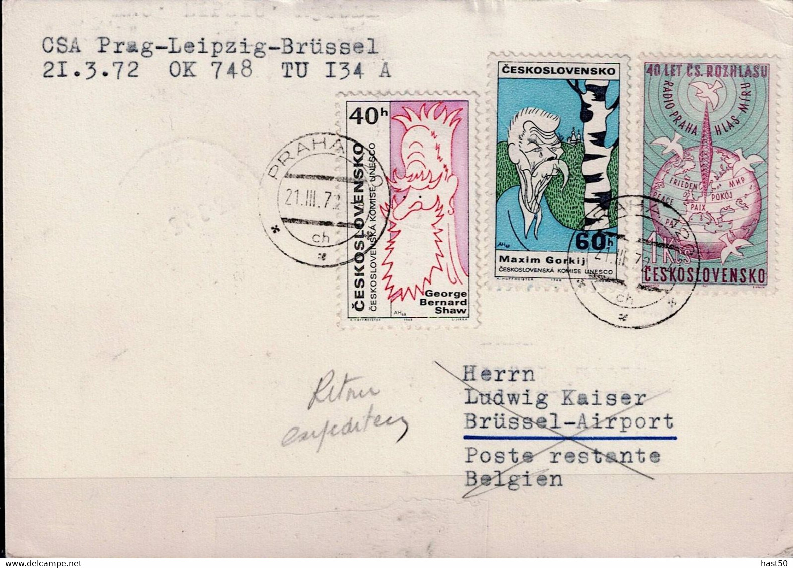Tschechoslowakei CSSR - Luftpostkarte  (MiNr: 1834/5 + 1404) 1972 - Siehe Scan LESEN - Luchtpost