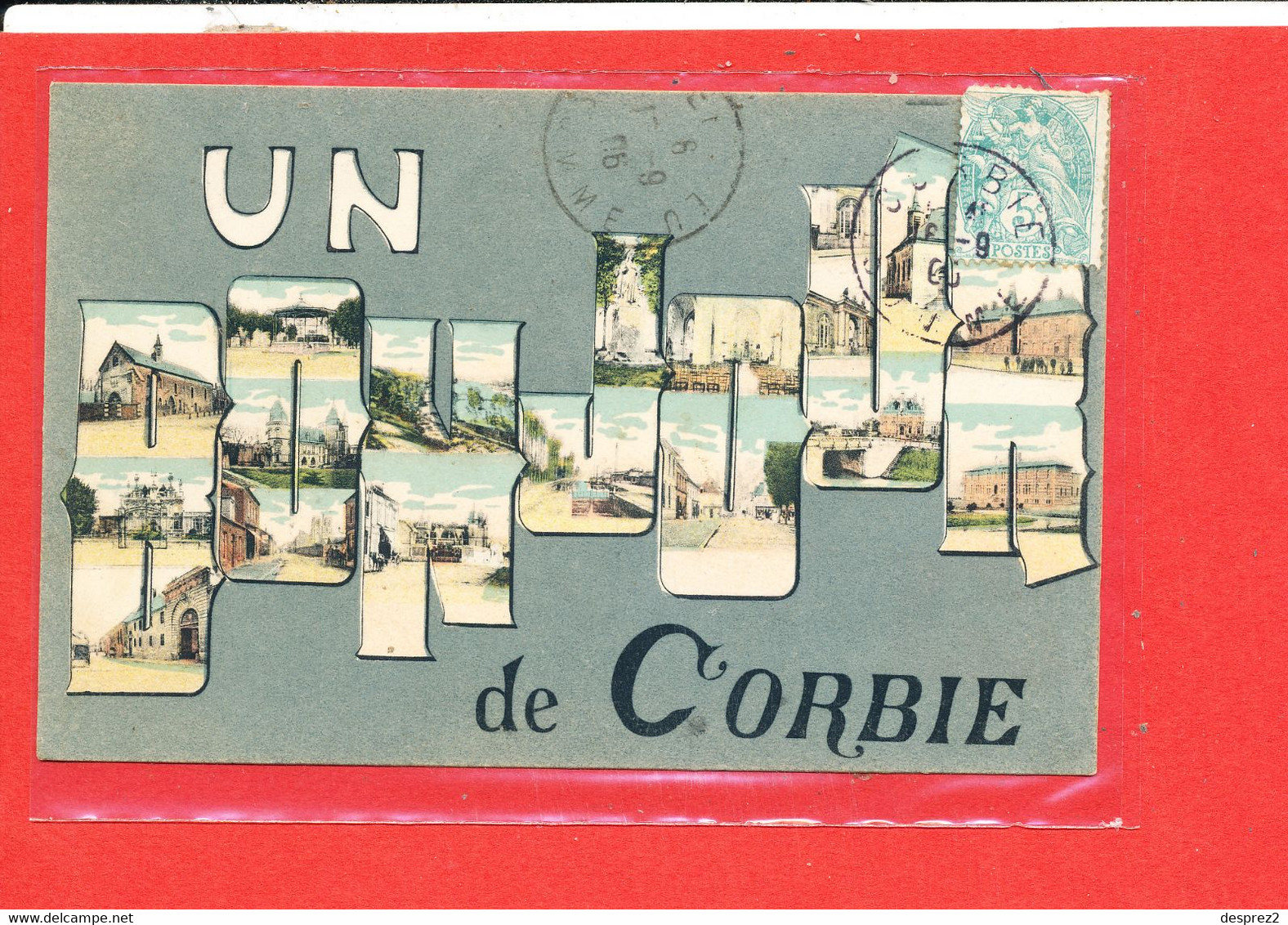 80 CORBIE Cpa Un Bonjour Multivues Edit Caron - Corbie