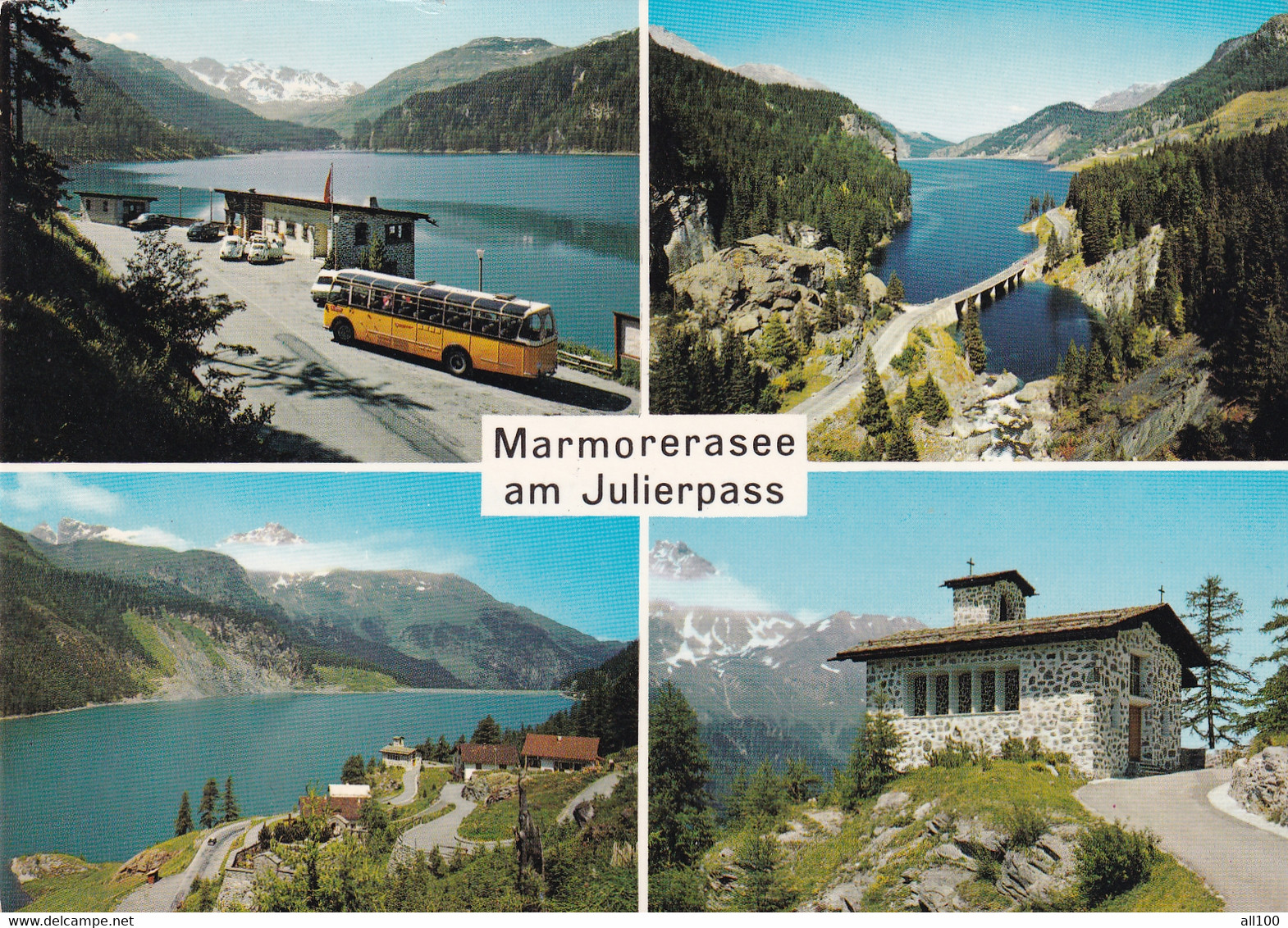 A17728 - MARMORERASEE AM JULIERPASS, RESTAURANT MARMORERASEE, MARMORERA DORF, KIRCHLEIN, POST CARD, USED, 1971 - Marmorera