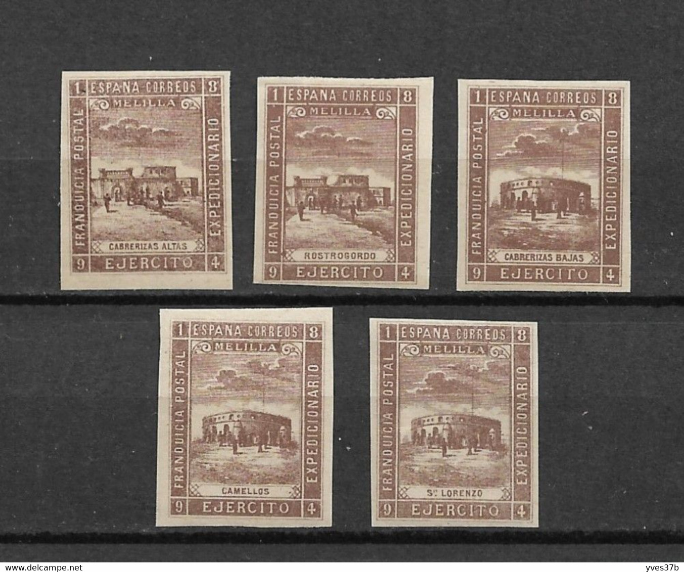 ESPAGNE - MELILLA 1894 - N°52/56 - Neuf** - Non Dentelé - Série Complète - 5 Val. - SUP - - Militärpostmarken