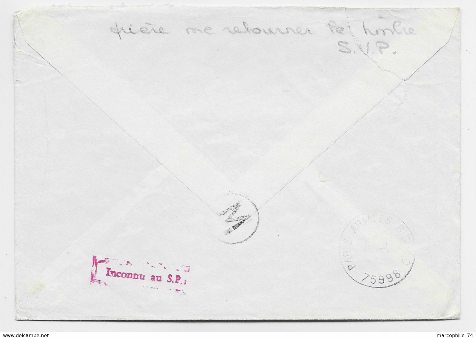 FRANCE TABLEAU 1FR CRATERE DE VIX SEUL LETTRE AVION PARIS 05 28.1.1975 POUR SP 85185A + SECTEUR ERRONE - 1961-....