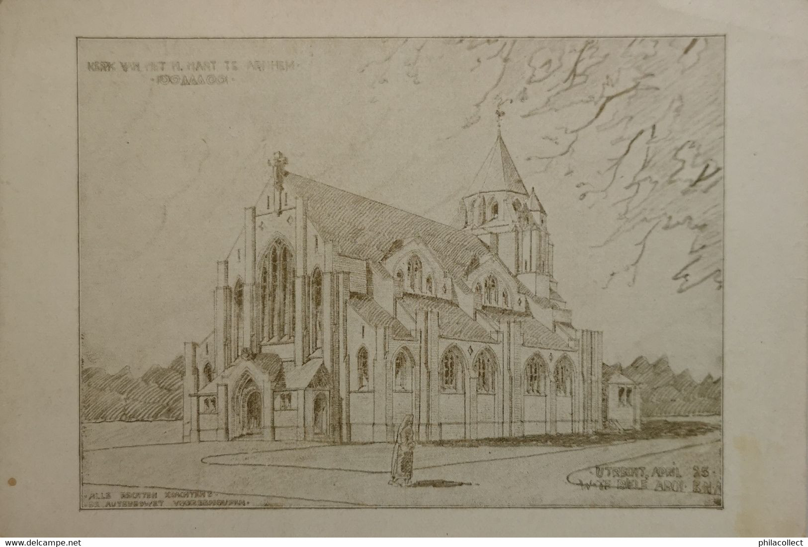 Arnhem // Kerk Van Het H. Hart (tekening) 19?? - Arnhem