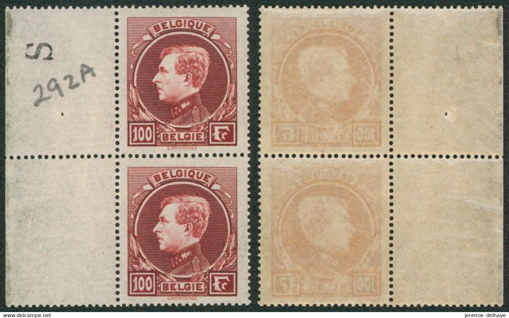 Grand Montenez - N°292A** En Paire Verticale + BDF (MNH) - 1929-1941 Grand Montenez