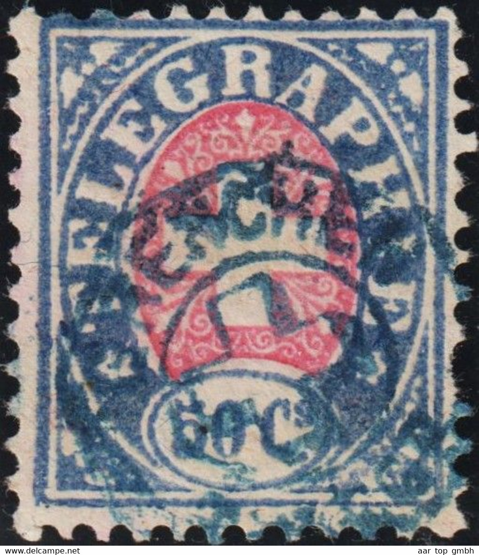 Heimat SO Grenchen Blau Telegraphenstempel Auf Telegraphen-Marke 50 Rp. Zu#16 Stumpfe Zähne - Télégraphe