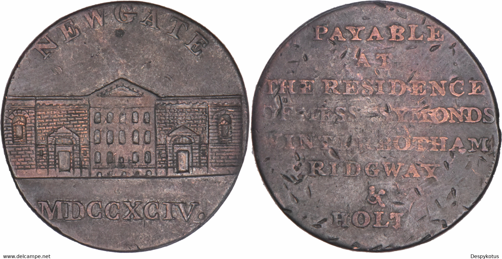 Grande-Bretagne - 1794 - Half Penny - Jeton De La Prison De Newgate - 07-136 - Monétaires/De Nécessité