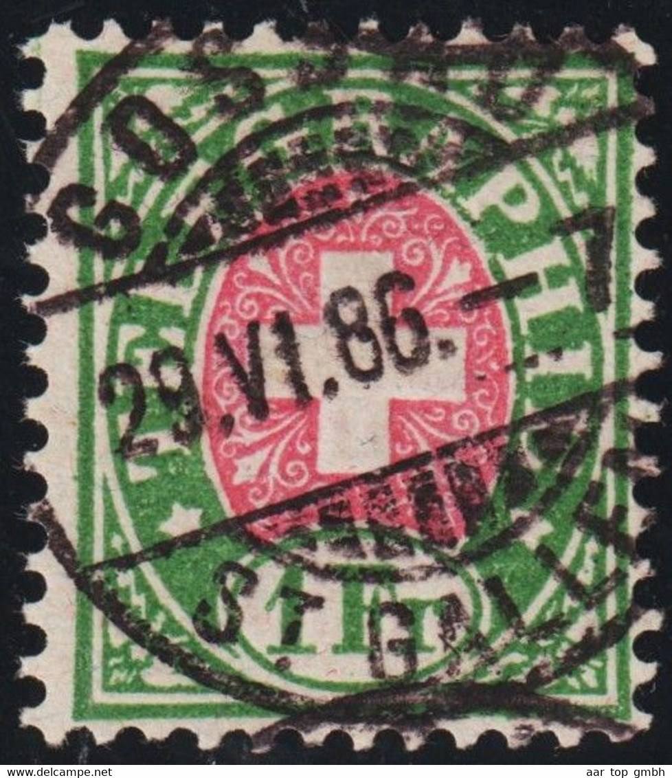 Heimat SG Gossau 1886-06-28 Poststempel Auf Telegraphen-Marke 1 Fr.. Zu#17 - Telegraph