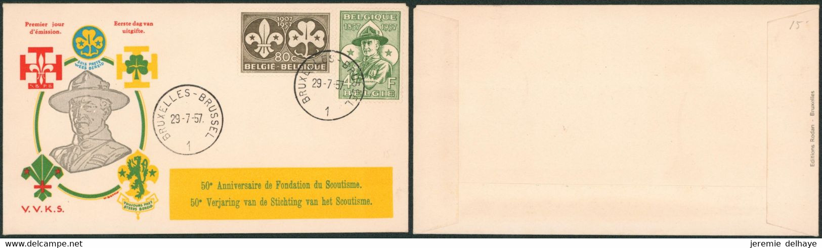 FDC (1957) - N°1022/23 Sur Enveloppe Illustrée / Scoutisme 50e Anniversaire - 1934-1951