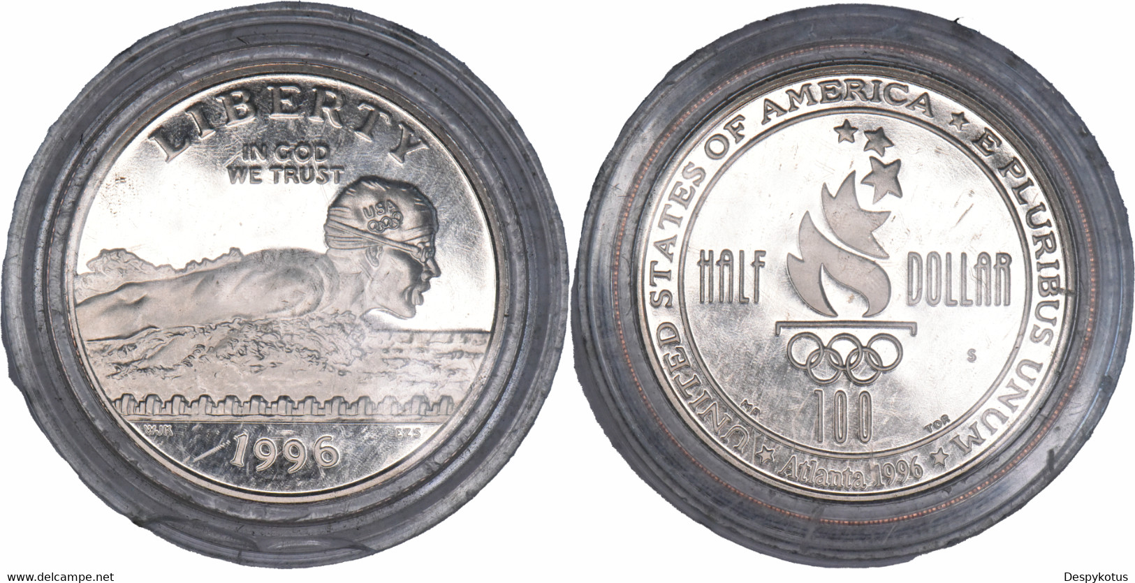 Etats-Unis - 1996 - Half Dollar - Jeux Olympiques D'Atlanta - Natation - Sous Capsule - 07-137 - Verzamelingen