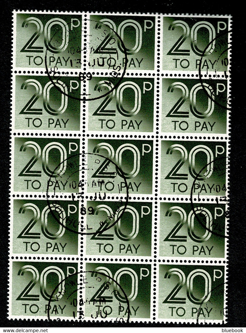 Ref 1565 - GB QEII - 20p Postage Due - Rare Used Block Of 15 Stamps - Postage Due