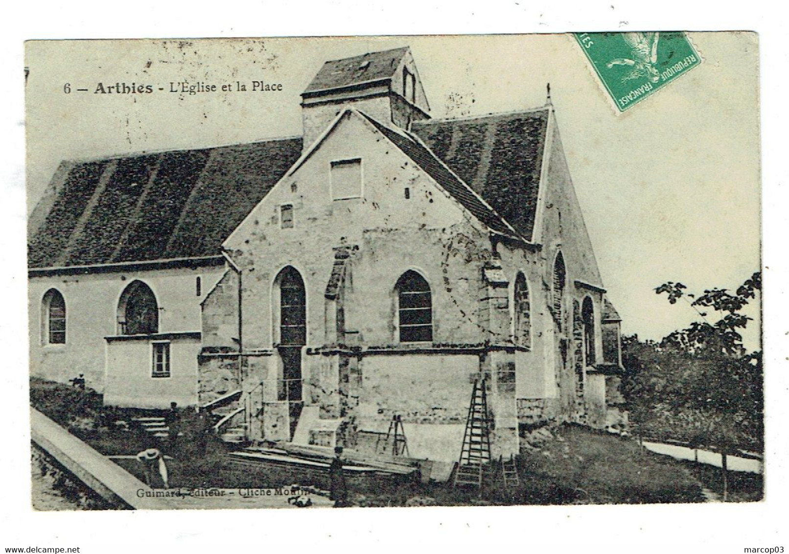 95 VAL D'OISE ARTHIES L'Eglise Et La Place Plan Peu Courant - Arthies