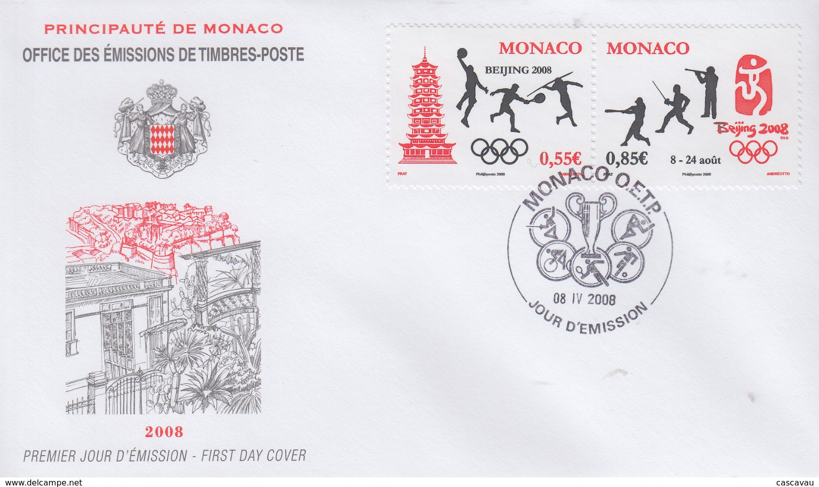 Enveloppe  FDC  1er  Jour    MONACO   JEUX  OLYMPIQUES    PEKIN    2008 - Verano 2008: Pékin