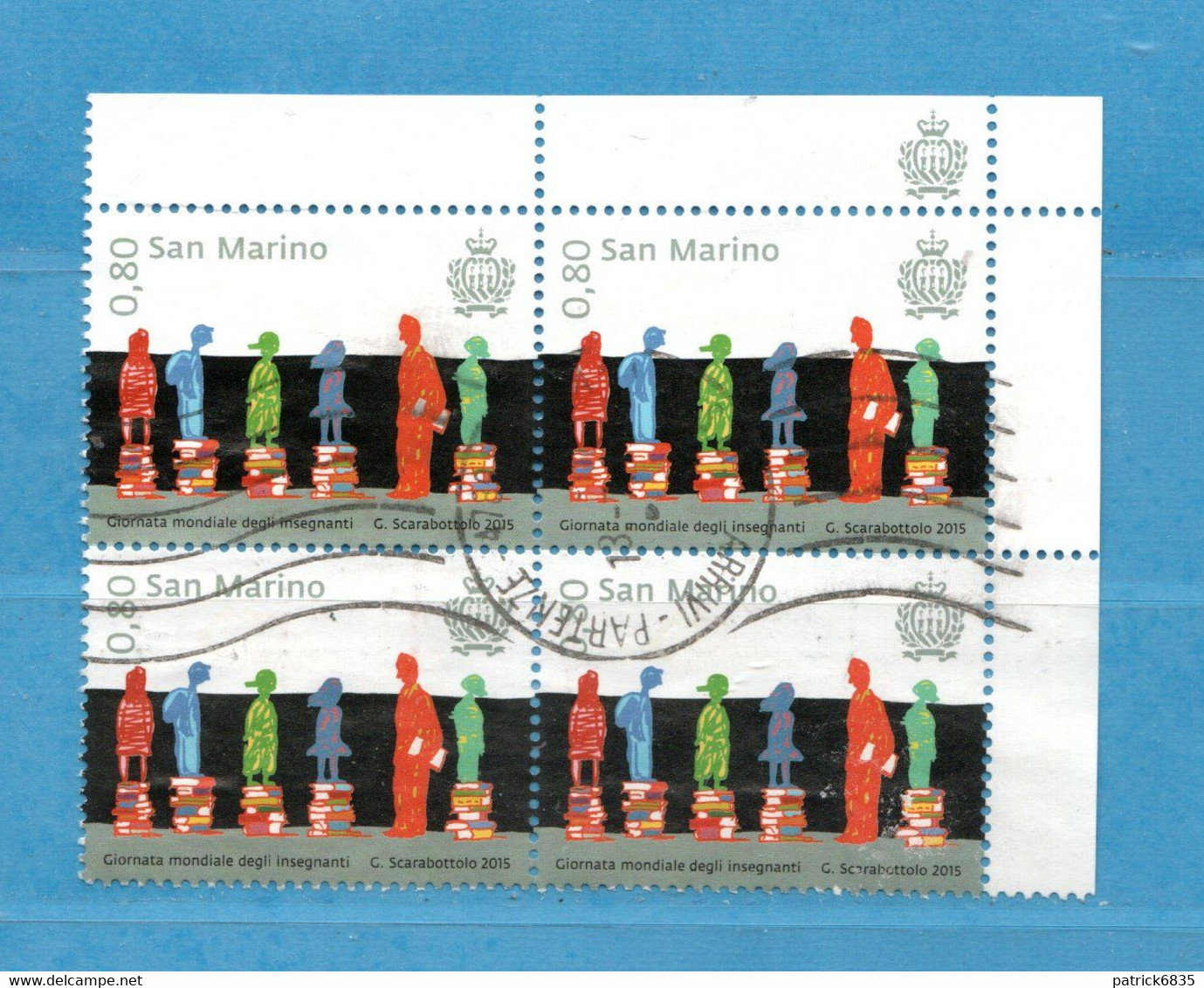 (L) S.Marino ° 2015 -  Giornata Mondiale Degli Insegnanti. € 0,80 Unif. 2476. Quartina Usato - Used Stamps