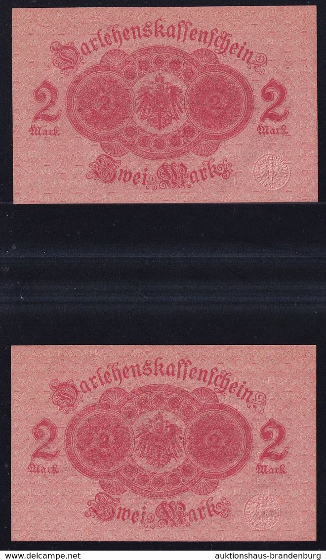 2x 2 Mark 12.8.1914 - Serie 674 Mit Laufender KN - Darlehnskasse (DEU-60) - Autres & Non Classés