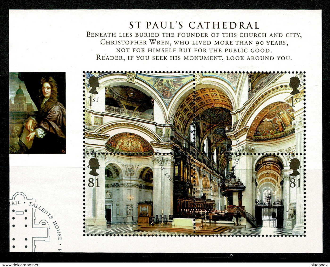 Ref 1568 - GB 2008 - St Pauls Cathedral Miniature Sheet  - SG M2847 Used Stamps - Usados