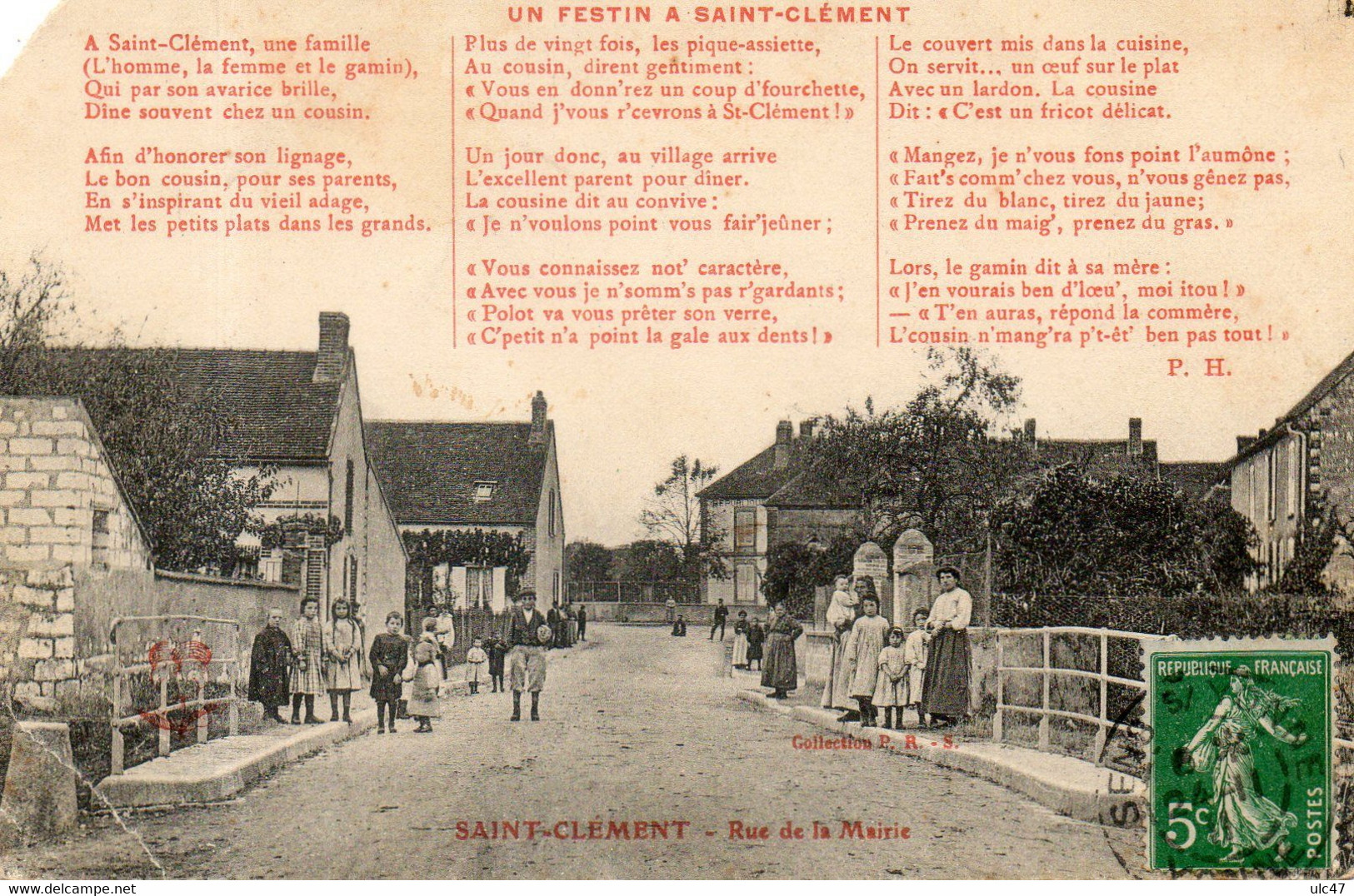 - 89 - SAINT-CLEMENT (Yonne) - UN FESTIN A SAINT-CLEMENT - Rue De La Mairie. - Scan Verso - - Saint Clement