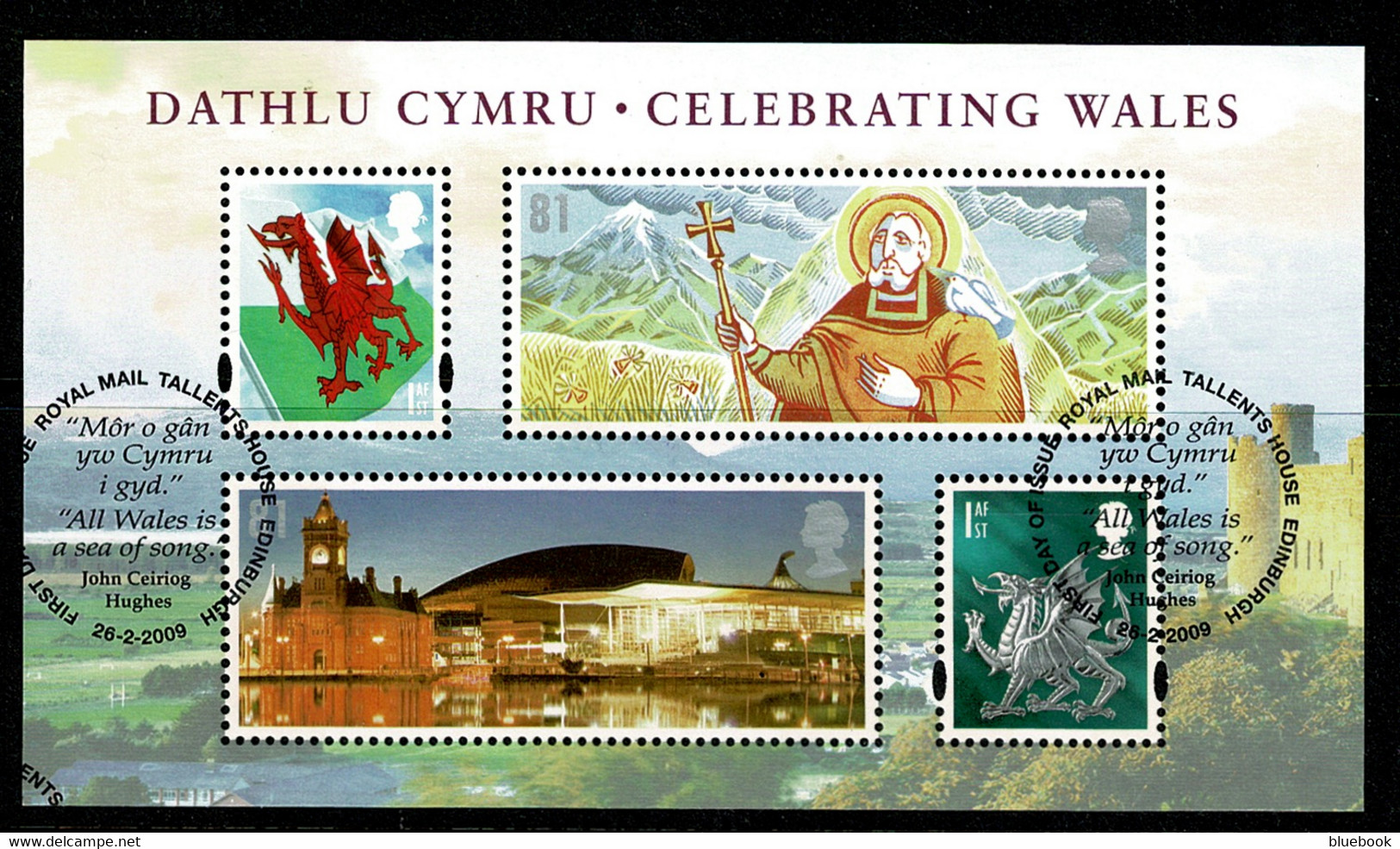 Ref 1568 - GB 2009 - Wales Miniature Sheet  - SG W147 Used Stamps - Usados