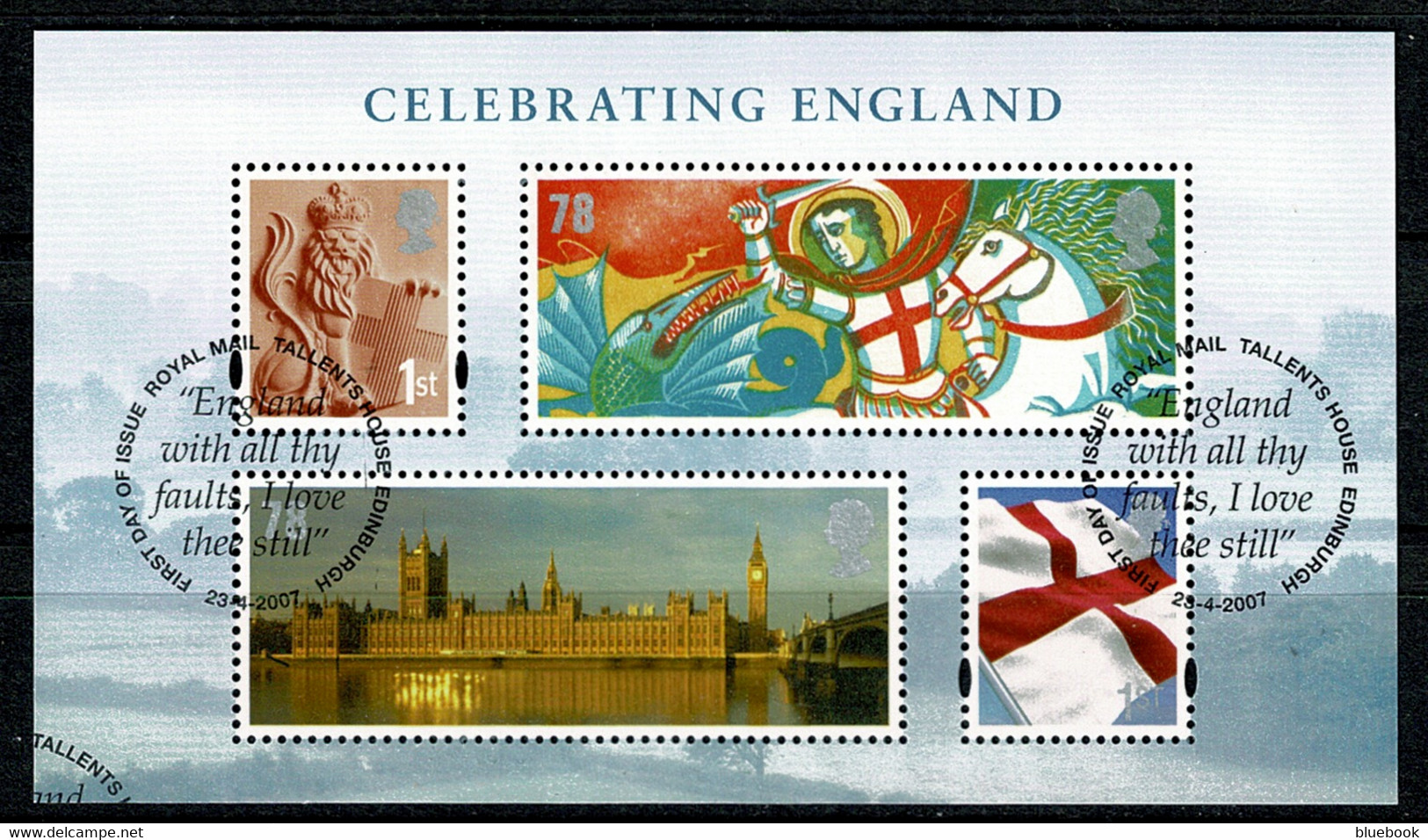 Ref 1568 - GB 2009 - England Miniature Sheet  - SG EN50 Used Stamps - Usados