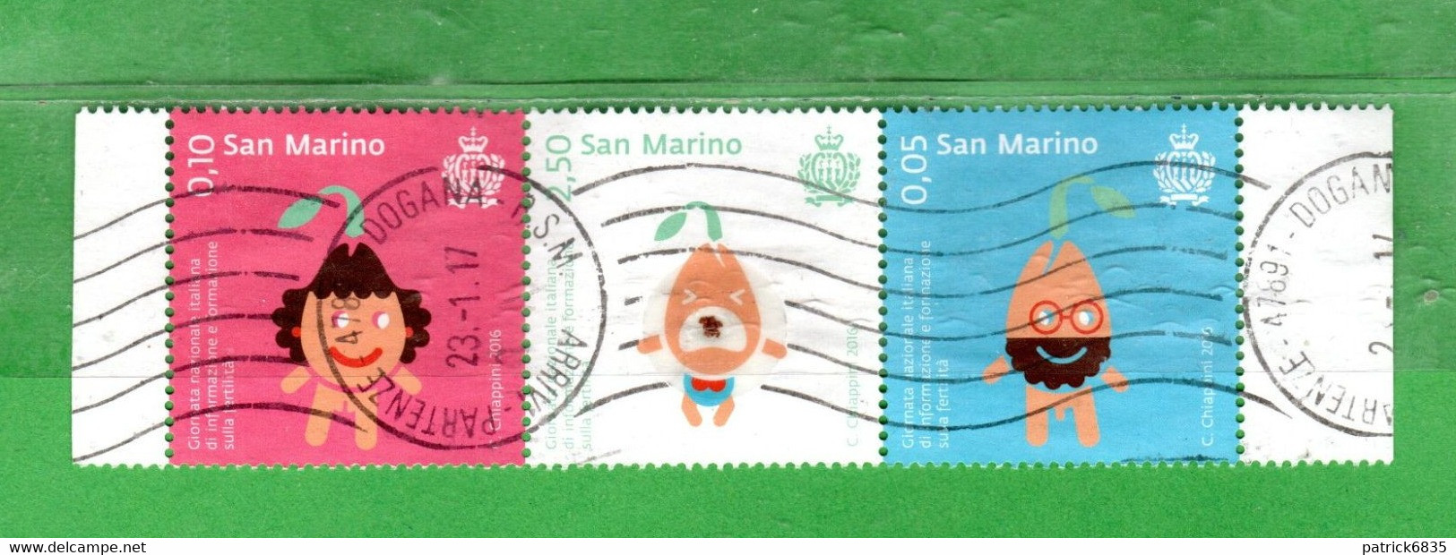 (L) S.Marino °  2016 - Giornata Della Fertilità.  Trittico. Unif. 2513 à 2515. Usato. - Used Stamps