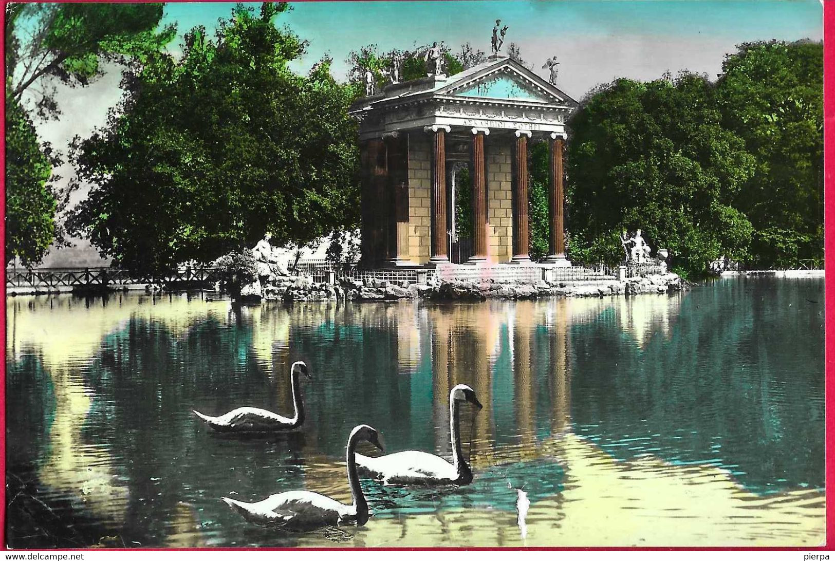 ROMA -VILLA BORGHESE - IL LAGHETTO - EDIZ. FOTORAPIDA TERNI - B/N COLORATO - VIAGGIATA 1960 - Parks & Gärten