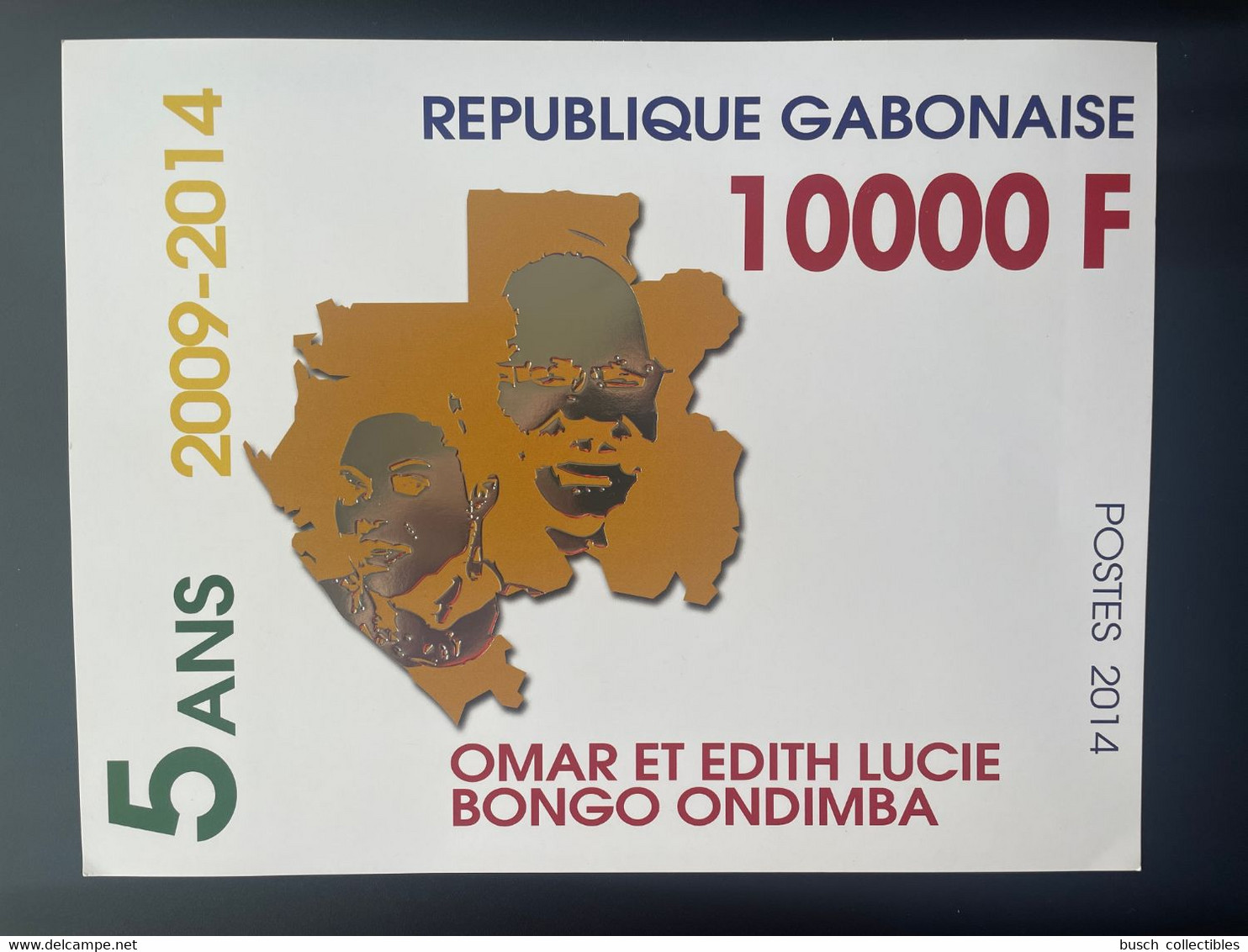 Gabon Gabun 2014 Mi. Block ? 10 000 F Giant Stamps Timbres Géants 2009 Omar Edith Bongo Ondimba Gold OR Argent Silver - Gabon