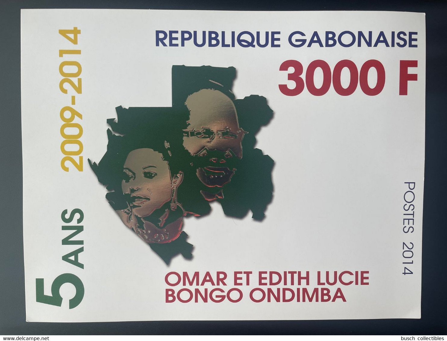 Gabon Gabun 2014 Mi. Block ? 3 000 F Giant Stamps Timbres Géants 2009 Omar Edith Bongo Ondimba Gold OR Argent Silver - Gabón (1960-...)