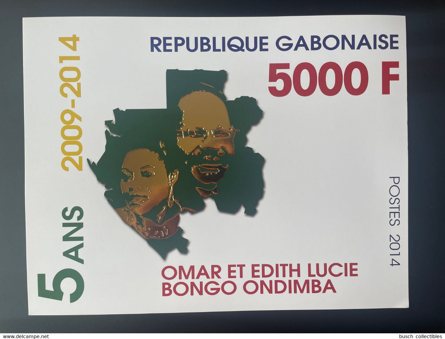 Gabon Gabun 2014 Mi. Block ? 3 000 F Giant Stamps Timbres Géants 2009 Omar Edith Bongo Ondimba Gold OR Argent Silver - Gabon (1960-...)