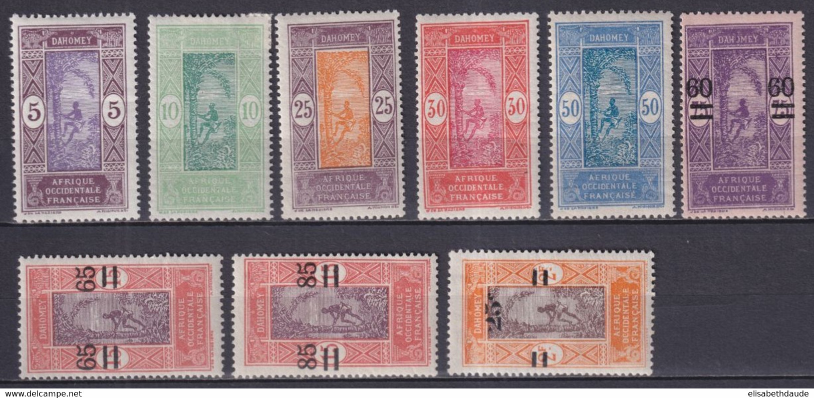 DAHOMEY - 1922 - SERIES COMPLETES YVERT N°61/69 * MLH- COTE = 16.5 EUR - - Unused Stamps