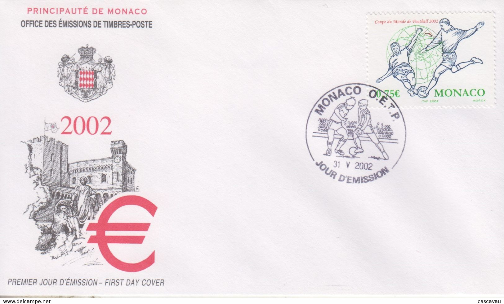 Enveloppe   FDC  1er  Jour   MONACO   COUPE  DU  MONDE  De  FOOTBALL   2002 - 2002 – Südkorea / Japan