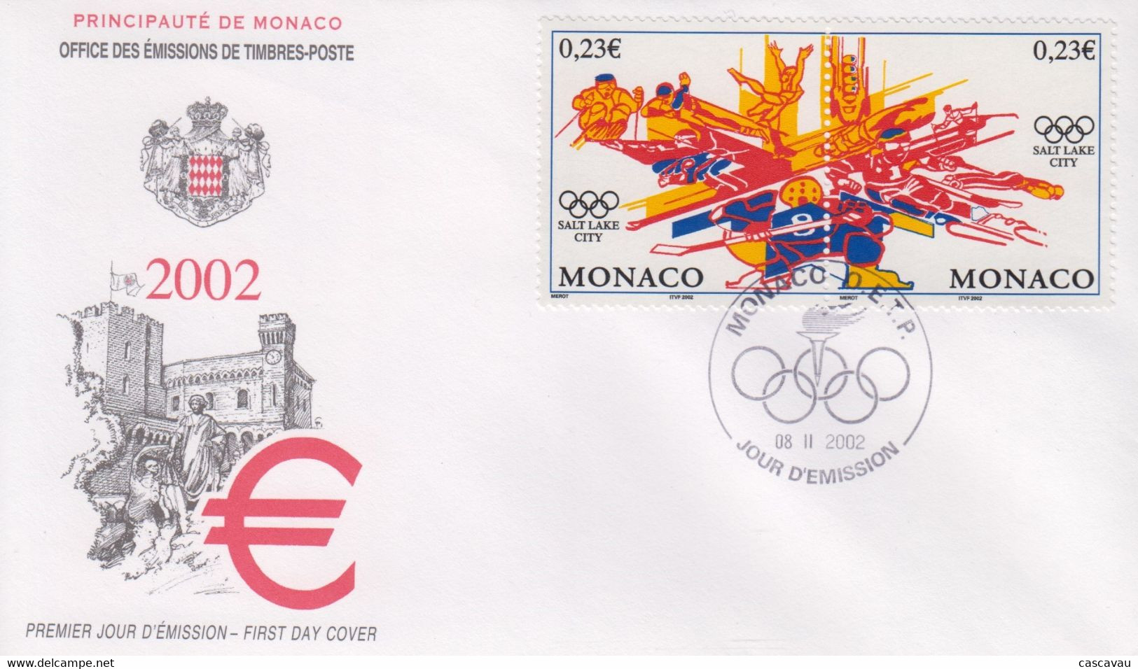 Enveloppe  FDC  1er  Jour   MONACO   Jeux  Olympiques  De  SALT  LAKE  CITY   2002 - Hiver 2002: Salt Lake City