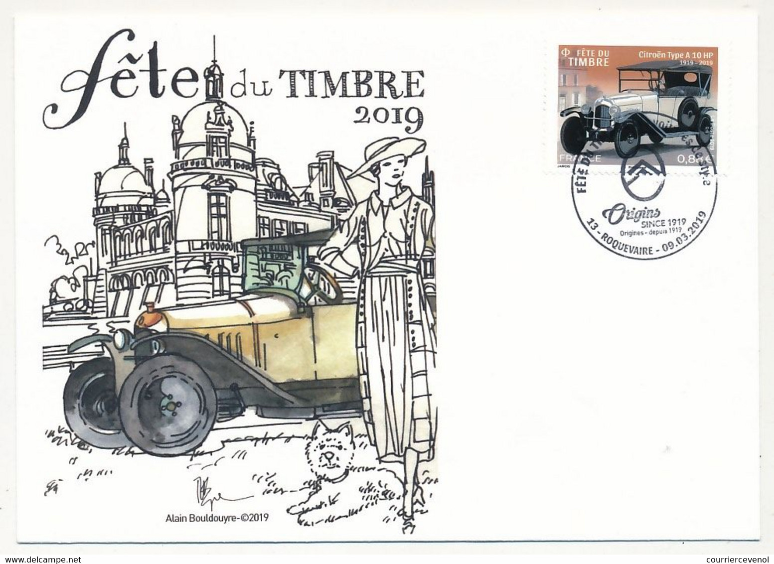 FRANCE - FDC Fête Du Timbre - Les Voitures De Style - Citroen Type A10HP - Obl ROQUEVAIRE 9.3.2019 - 2010-2019