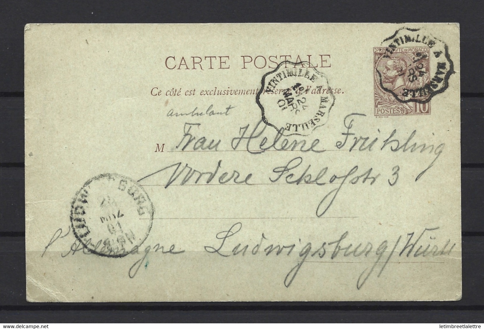 ⭐ Monaco - Entier Postal - Carte Postale - 1901 ⭐ - Postal Stationery