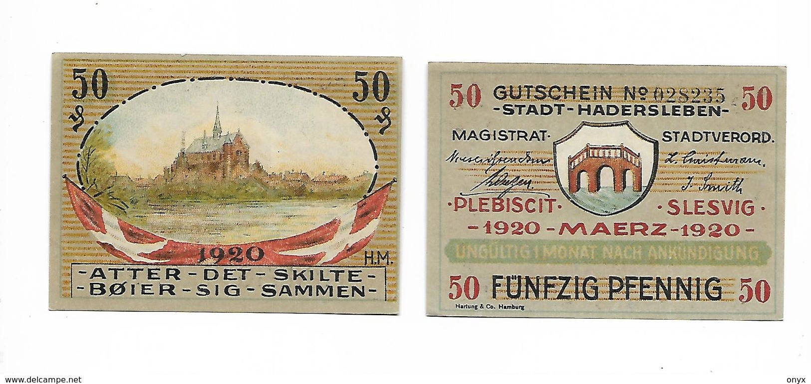 DANEMARK / DENMARK -  HADERSLEBEN / 50 PFENNIG 1920 - Danemark