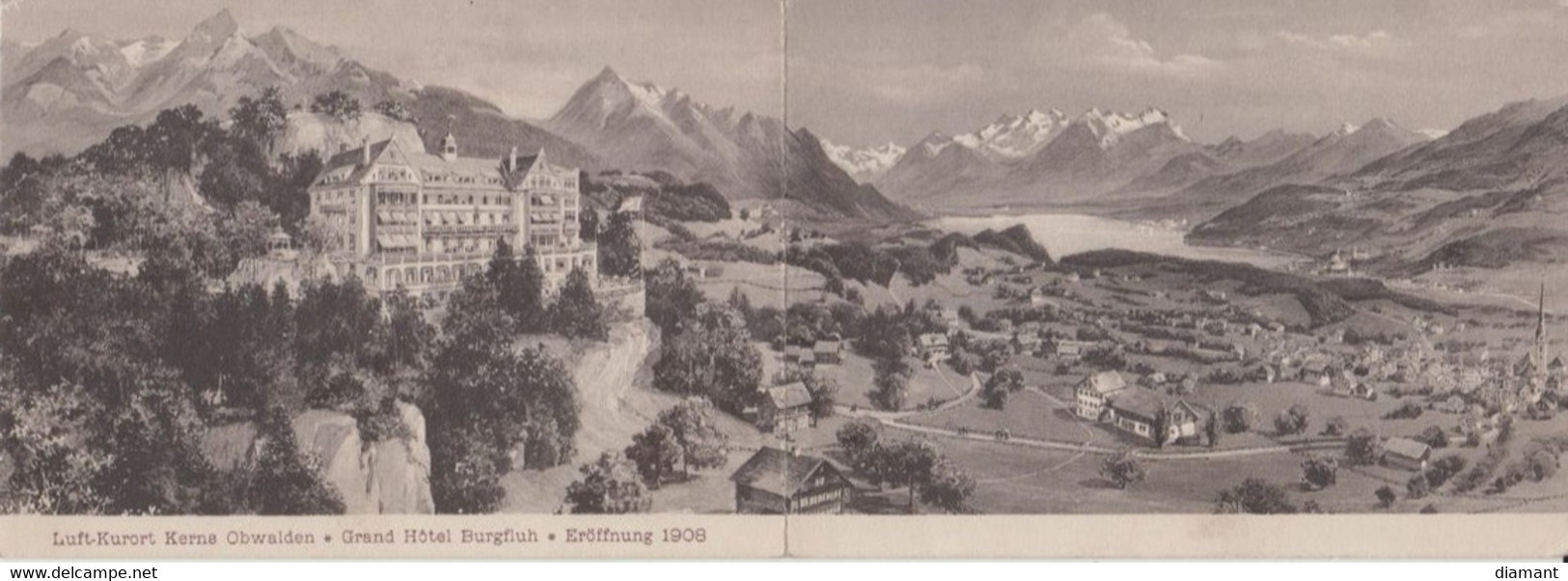 SUISSE - OBWALD - Carte Panoramique - Luft-Kurot Kerns Obwalden  Grand Hôtel Burgfluh - Erôffnung 1908 - Kerns