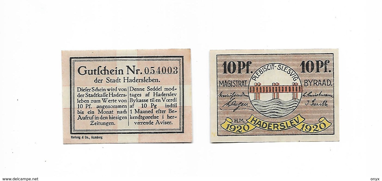 DANEMARK / DENMARK -  HADERSLEBEN / 10 PFENNIG 1920 - Dinamarca