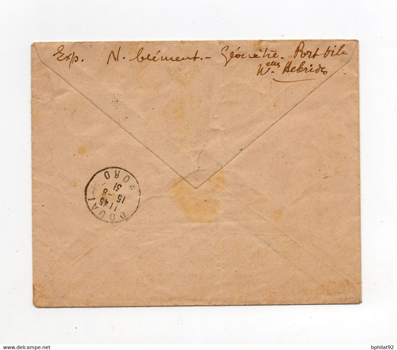 !!! NOUVELLES HEBRIDES, LETTRE RECOMMANDEE DE PORT VILLA POUR DOUAI DE 1931 - Lettres & Documents